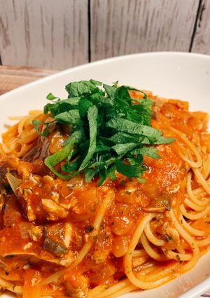 トマト缶とサバ缶のワンパントマトパスタ！-レシピのメイン写真