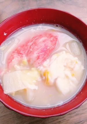 きな粉スープ（白菜、卵、カニカマ）-レシピのメイン写真