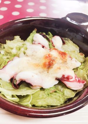 *菜っぱにON☆タコのチーズ焼き*-レシピのメイン写真