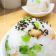大根の葉っぱ&春菊軸と蒸し大豆のおむすび