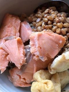 納豆と鮭・油揚げのご飯-レシピのメイン写真