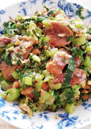栄養満点☆大根の葉とサバ味噌炒め-レシピのメイン写真