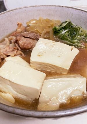 水菜の入った肉豆腐-レシピのメイン写真