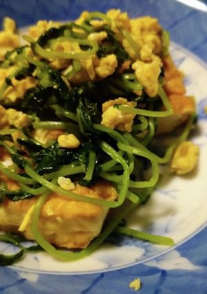 簡単　豆苗と厚揚げの卵炒め白だし味-レシピのメイン写真