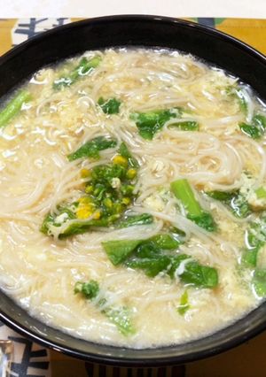 ふんわり卵と菜の花のにゅうめん-レシピのメイン写真