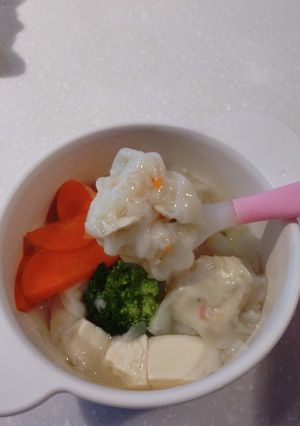 離乳食　　鶏ミンチ　ワンタン汁-レシピのメイン写真