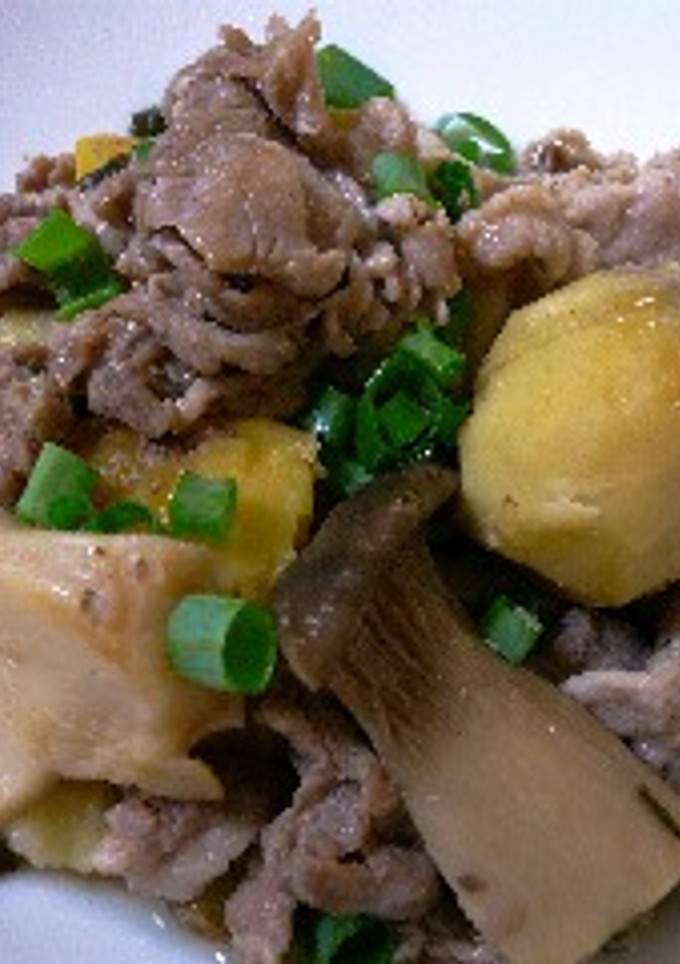 圧力鍋で3分★豚肉とエリンギと栗の煮物-レシピのメイン写真