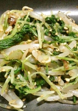 超簡単！超時短！もやしと水菜の胡麻和え★-レシピのメイン写真