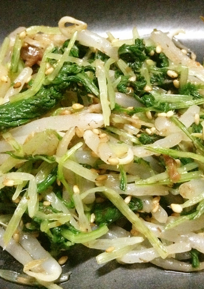 超簡単！超時短！もやしと水菜の胡麻和え★-レシピのメイン写真