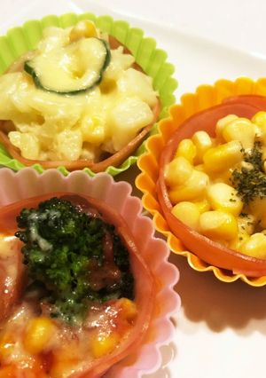 レンジde3種のハムカップ☆-レシピのメイン写真