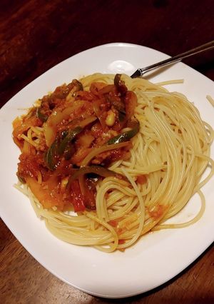 残ったキーマカレーで味へん、スパゲティに-レシピのメイン写真