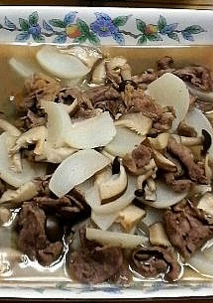 白だし利用！秋のきのこと蕪、牛肉の煮物-レシピのメイン写真