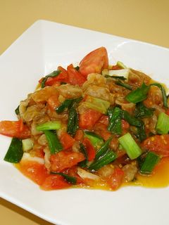 わけぎと豚バラのとまと煮【JA福岡市】-レシピのメイン写真