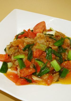 わけぎと豚バラのとまと煮【ＪＡ福岡市】-レシピのメイン写真