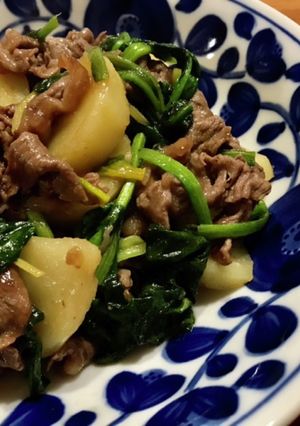 薄切り牛肉とじゃがいものニンニク醤油炒め-レシピのメイン写真