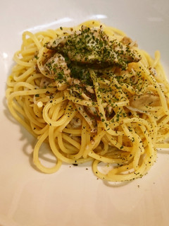 しらすと椎茸のサバ缶エキス入りパスタ-レシピのメイン写真