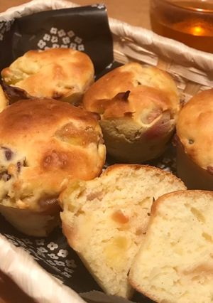 HMで☆マフィン/煮りんごとサツマイモ-レシピのメイン写真