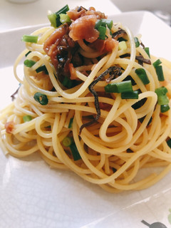 まな板包丁なし梅昆布パスタ-レシピのメイン写真