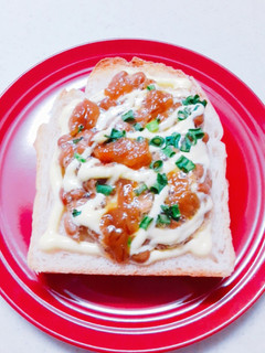 ♪マヨ納豆もろみ味噌トースト♪-レシピのメイン写真