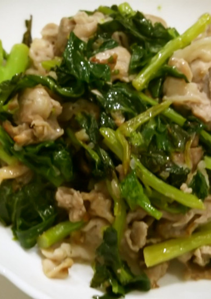かき菜と豚肉の塩糀炒め-レシピのメイン写真