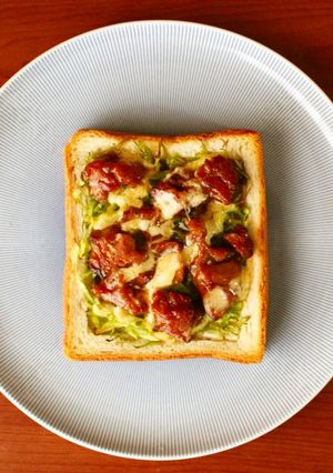 冷凍作りおき☆焼き鳥キャベチーズトースト-レシピのメイン写真