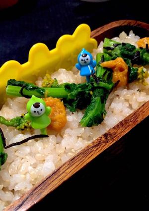 如月17　玄米ご飯 粒うに×菜花-レシピのメイン写真