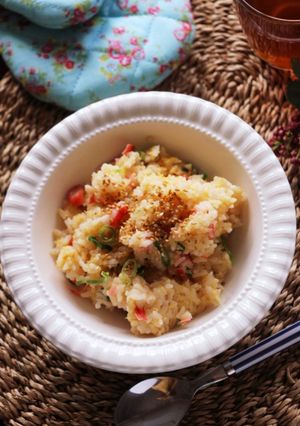 レンジで3分♡カニカマとネギのチャーハン-レシピのメイン写真