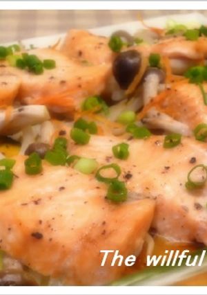 野菜たっぷり＊サーモンのレンジ蒸し-レシピのメイン写真