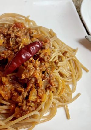 ペペロンチーノ風大人のミートソースパスタ-レシピのメイン写真