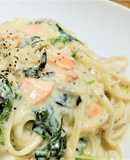 ライスパスタの鮭クリームソース和え