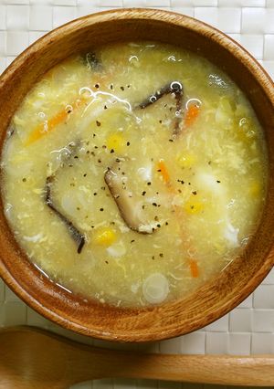 学校給食レシピ　中華風コーンスープ-レシピのメイン写真