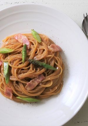 アスパラとベーコンのバターぽん酢パスタ-レシピのメイン写真