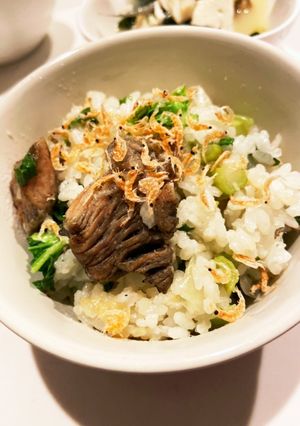 ズボラ飯!菜花と炭火焼きの炊き込みご飯-レシピのメイン写真