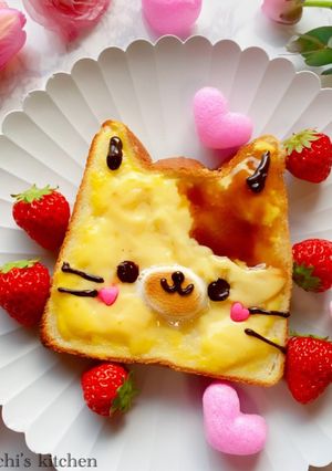 簡単冷凍作り置き！ねこのドテプリトースト-レシピのメイン写真
