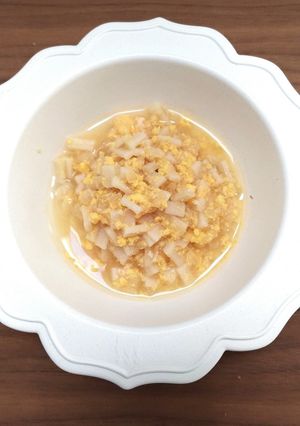 【離乳食７ヶ月】大根と鮭の卵うどん-レシピのメイン写真