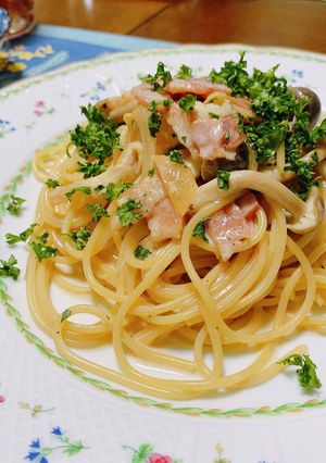 きのことベーコンの和風クリームパスタ♪-レシピのメイン写真