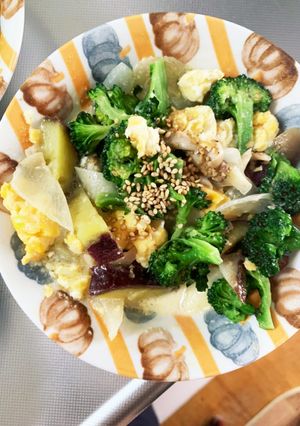 根菜甘酢卵マヨソース炒め味温野菜サラダ-レシピのメイン写真