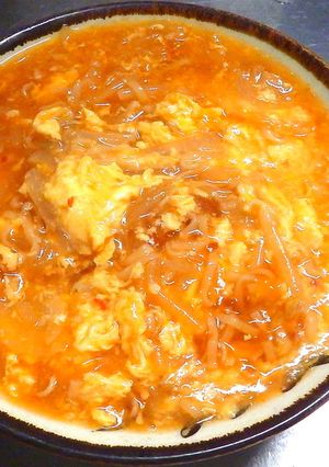 チキンラーメンアレンジ赤くて辛い餡掛け麺-レシピのメイン写真