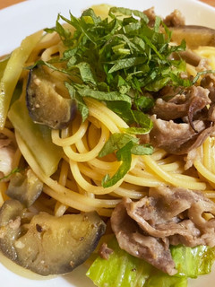 豚肉と茄子とキャベツの和風柚子胡椒パスタ-レシピのメイン写真