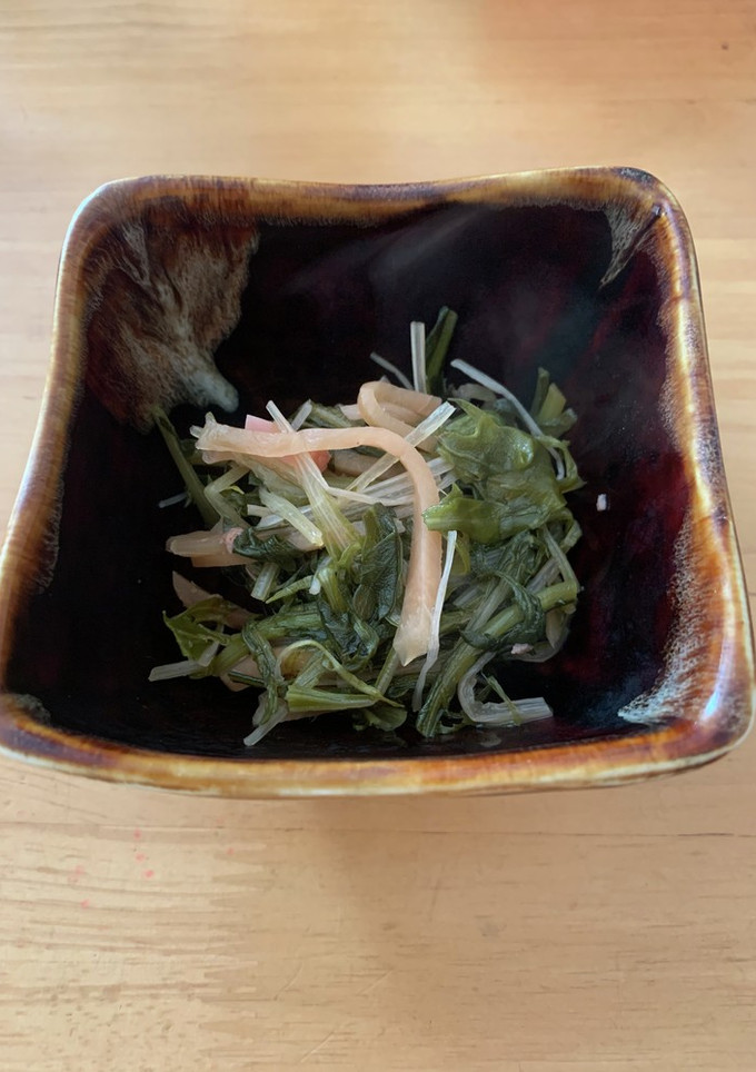 菊菜と水菜と紅生姜の煮付け-レシピのメイン写真