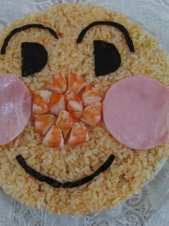にんじんご飯でアンパンマン押し寿司-レシピのメイン写真