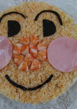 にんじんご飯でアンパンマン押し寿司-レシピのメイン写真