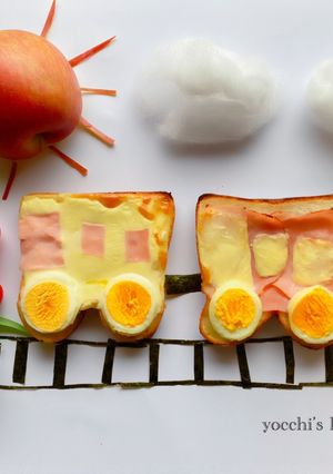 楽しく朝食♡ 乗り物冷凍トースト-レシピのメイン写真