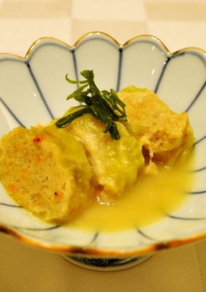 桜えびと鶏肉ロールキャベツ　西京白みそ煮-レシピのメイン写真