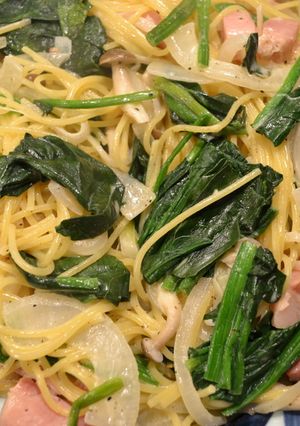 ほうれん草としめじのクリームパスタ-レシピのメイン写真