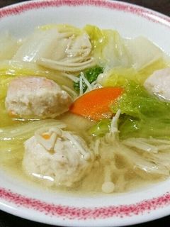 鶏つくねと白菜とえのきのスープ-レシピのメイン写真