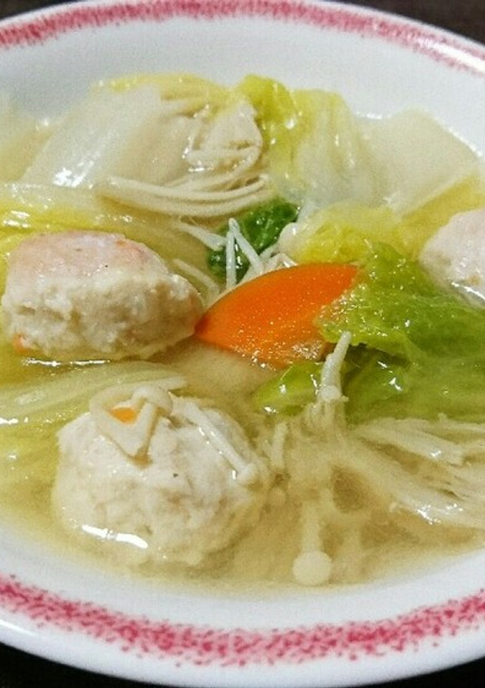 鶏つくねと白菜とえのきのスープ-レシピのメイン写真