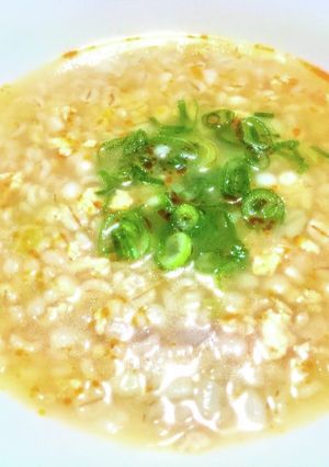 簡単美味しくヘルシーな中華風鶏押し麦雑炊-レシピのメイン写真