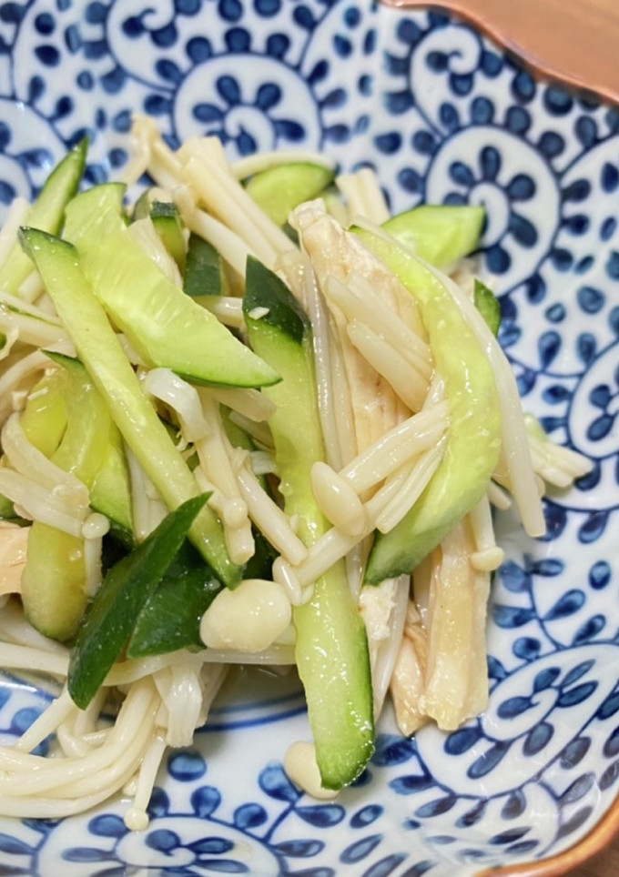 鶏胸肉と胡瓜、エノキのさっぱり和え-レシピのメイン写真