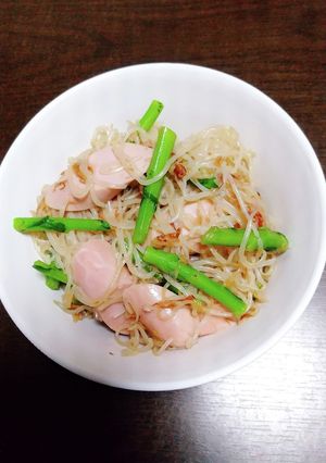 春菊の茎としらたきの炒め物～魚ニソ入り-レシピのメイン写真